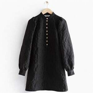 & Other Stories Stockholm Atelier Jacquard Long‎ Puff Sleeve Mini Dress Size 2
